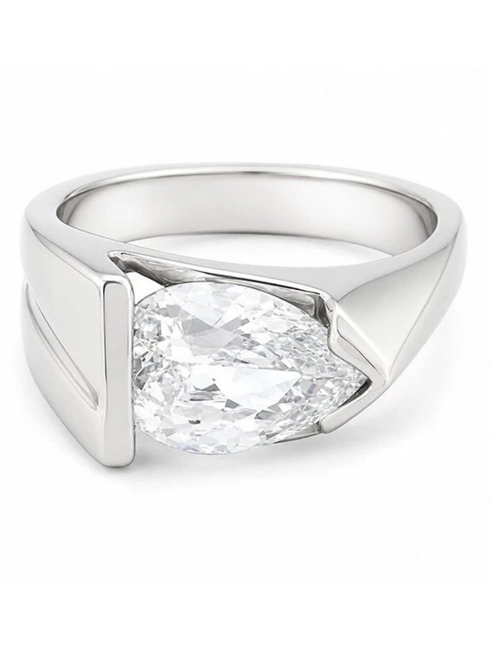 Created 2.73 Cts White Sapphire Ring 10k SOLID White Gold